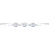 Asfour Crystal Chain Bracelet With Zircon Oval Design In 925 Sterling Silver-BD0302